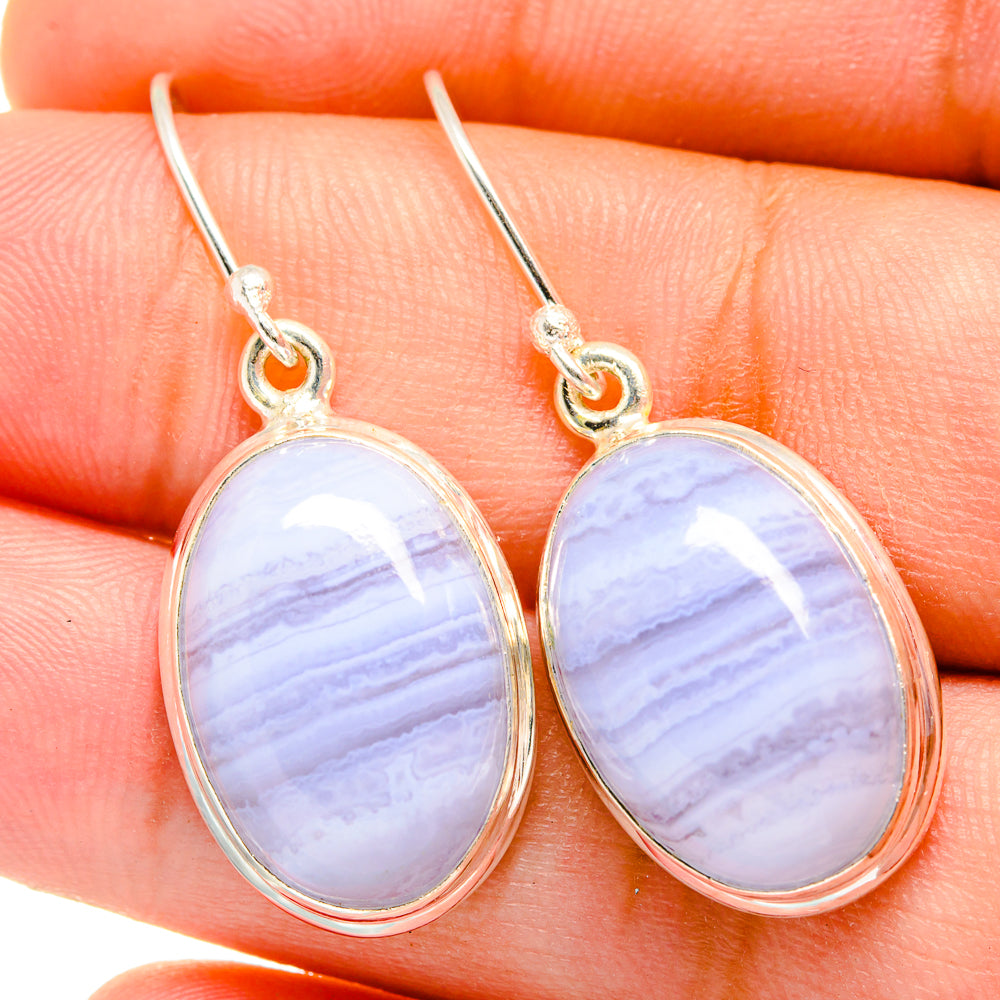 Blue Lace Agate Earrings handcrafted by Ana Silver Co - EARR421847