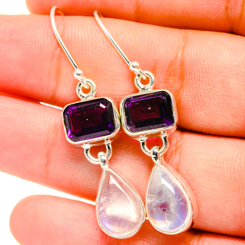 Rainbow Moonstone Earrings handcrafted by Ana Silver Co - EARR421859