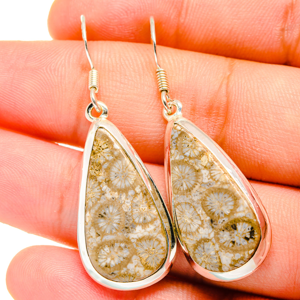 Fossil Coral Earrings handcrafted by Ana Silver Co - EARR421878