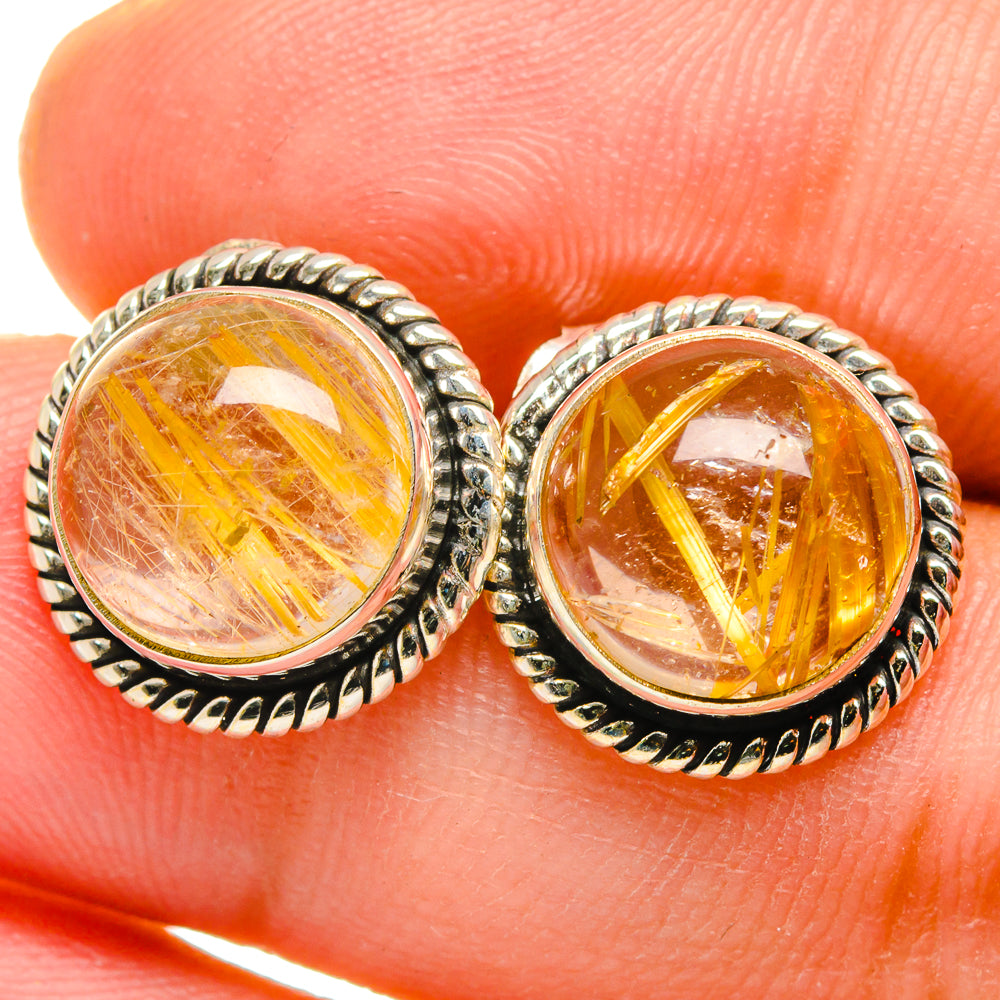 Rutilated Quartz Earrings handcrafted by Ana Silver Co - EARR421879