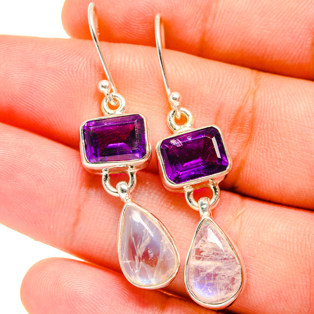 Rainbow Moonstone Earrings handcrafted by Ana Silver Co - EARR421891