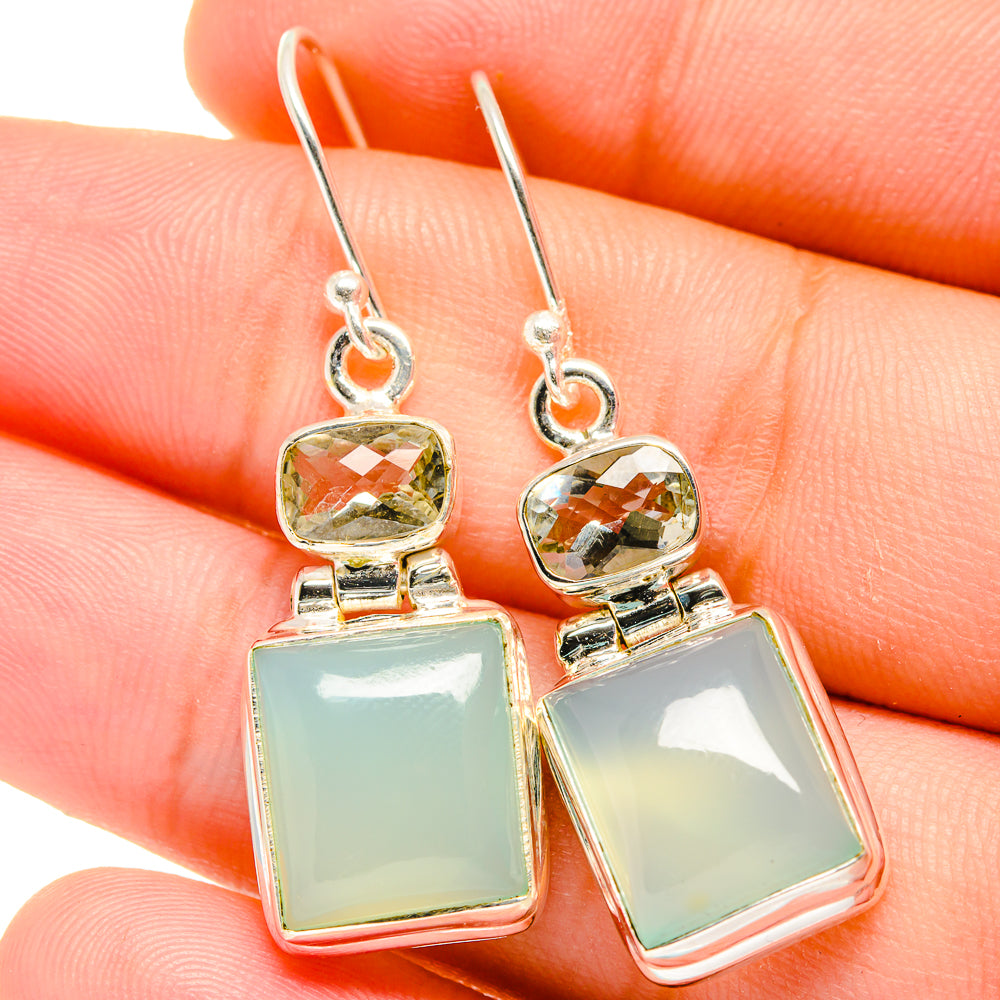 Aqua Chalcedony Earrings handcrafted by Ana Silver Co - EARR421895