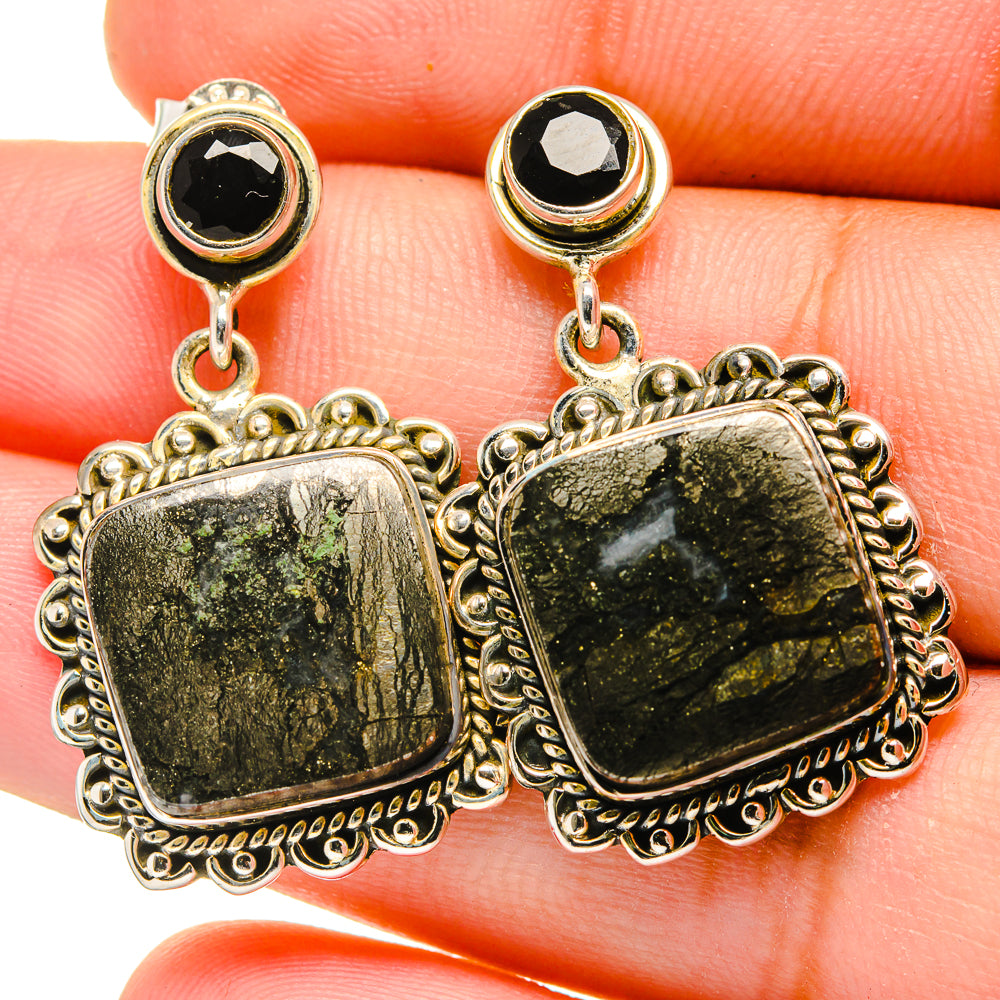 Pyrite Agate Earrings handcrafted by Ana Silver Co - EARR421900