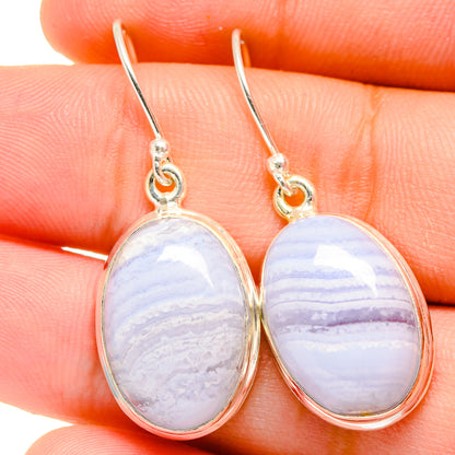 Blue Lace Agate Earrings handcrafted by Ana Silver Co - EARR421904