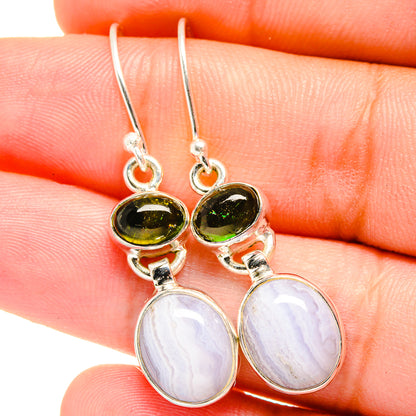 Blue Lace Agate Earrings handcrafted by Ana Silver Co - EARR421915