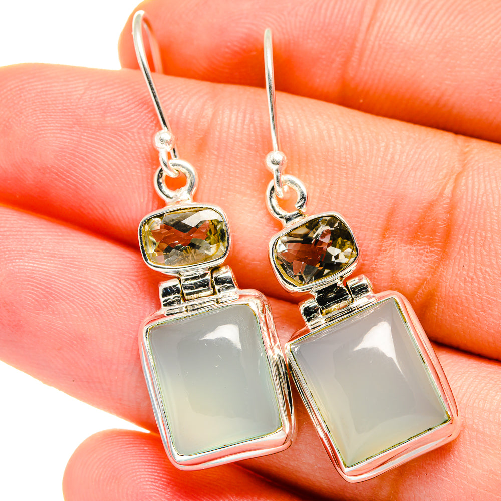 Aqua Chalcedony Earrings handcrafted by Ana Silver Co - EARR421919