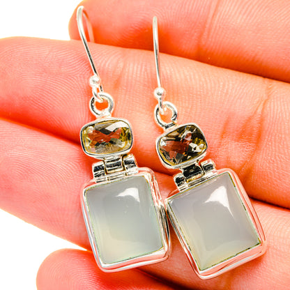 Aqua Chalcedony Earrings handcrafted by Ana Silver Co - EARR421919