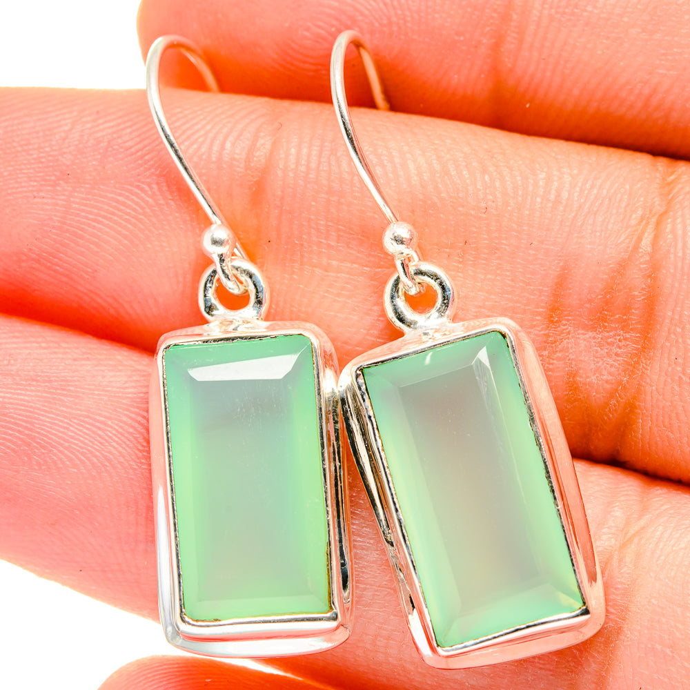 Aqua Chalcedony Earrings handcrafted by Ana Silver Co - EARR421932