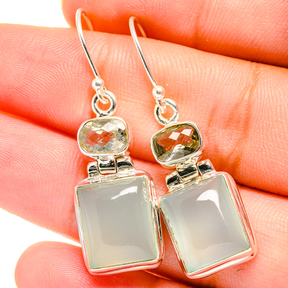 Aqua Chalcedony Earrings handcrafted by Ana Silver Co - EARR421934
