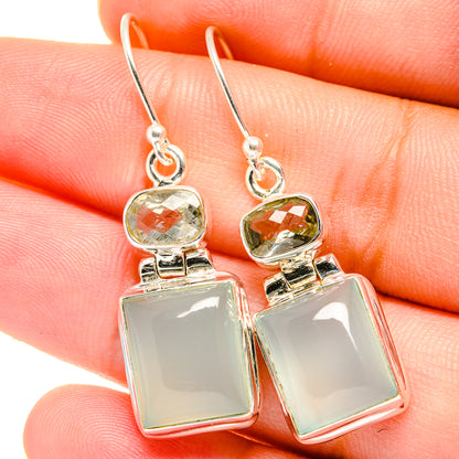 Aqua Chalcedony Earrings handcrafted by Ana Silver Co - EARR421934