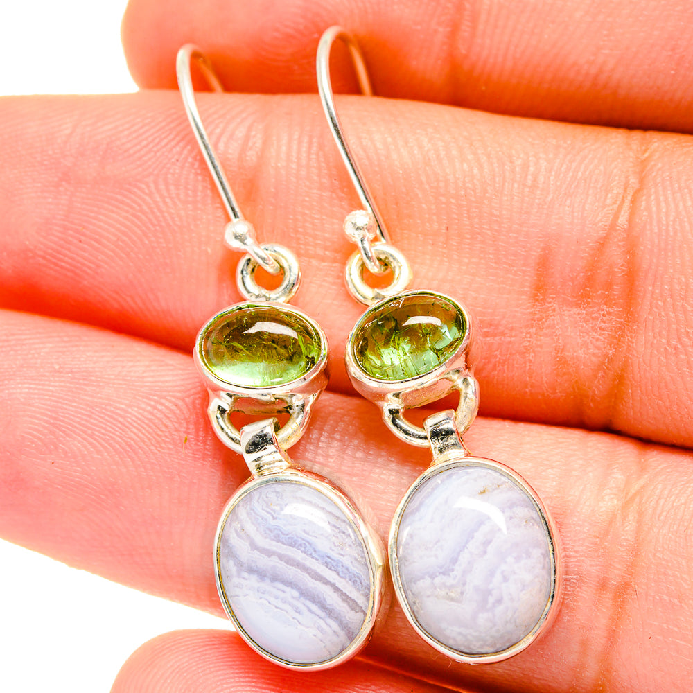 Blue Lace Agate Earrings handcrafted by Ana Silver Co - EARR421946