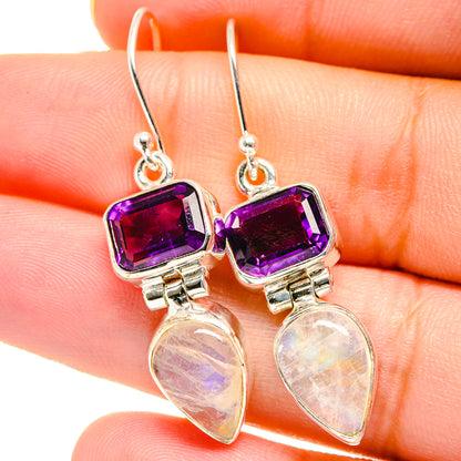 Rainbow Moonstone Earrings handcrafted by Ana Silver Co - EARR421957
