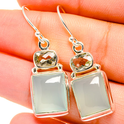 Aqua Chalcedony Earrings handcrafted by Ana Silver Co - EARR421975