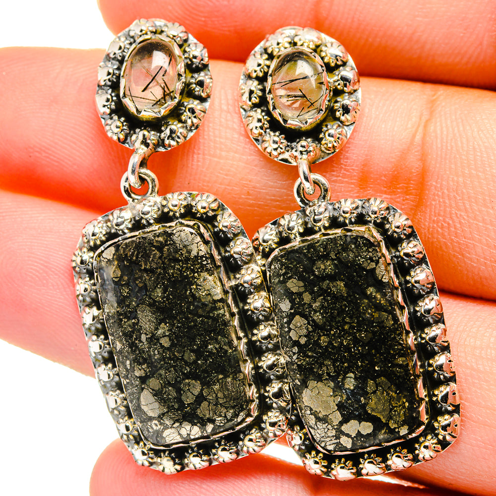 Pyrite Agate Earrings handcrafted by Ana Silver Co - EARR421979