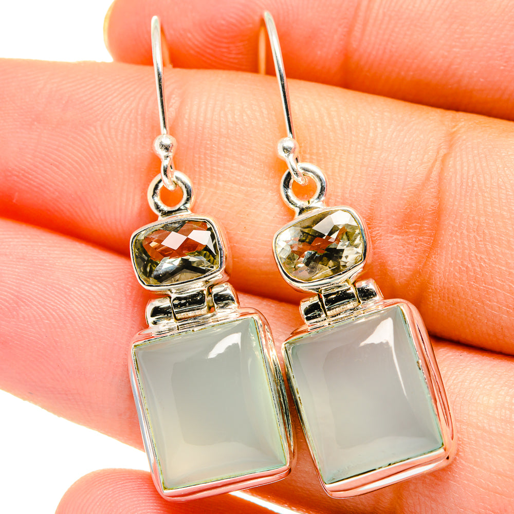 Aqua Chalcedony Earrings handcrafted by Ana Silver Co - EARR421985
