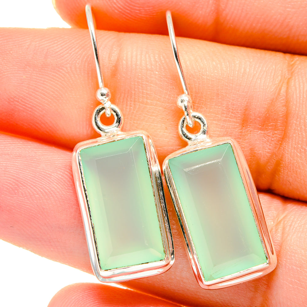 Aqua Chalcedony Earrings handcrafted by Ana Silver Co - EARR421988