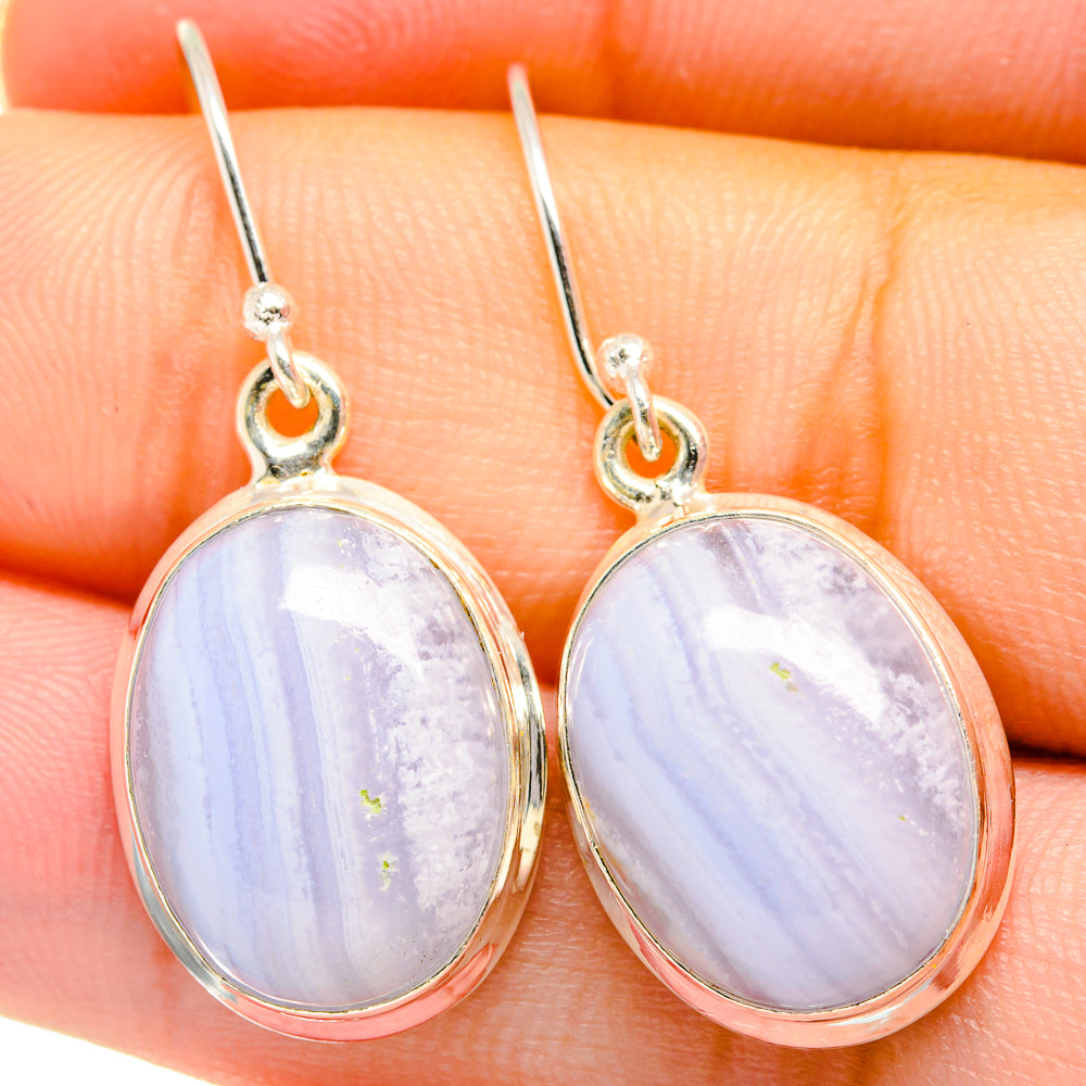 Blue Lace Agate Earrings handcrafted by Ana Silver Co - EARR422009