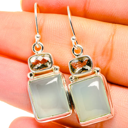 Aqua Chalcedony Earrings handcrafted by Ana Silver Co - EARR422011