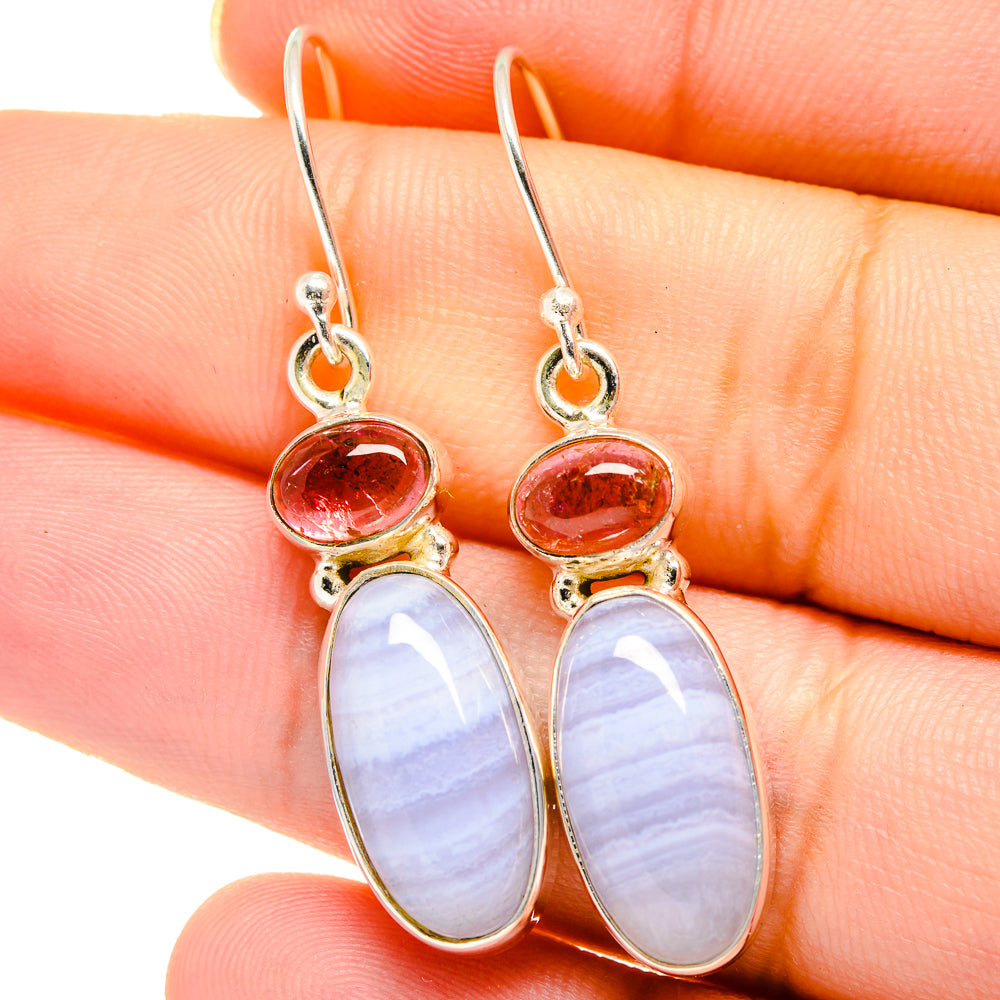 Blue Lace Agate Earrings handcrafted by Ana Silver Co - EARR422014