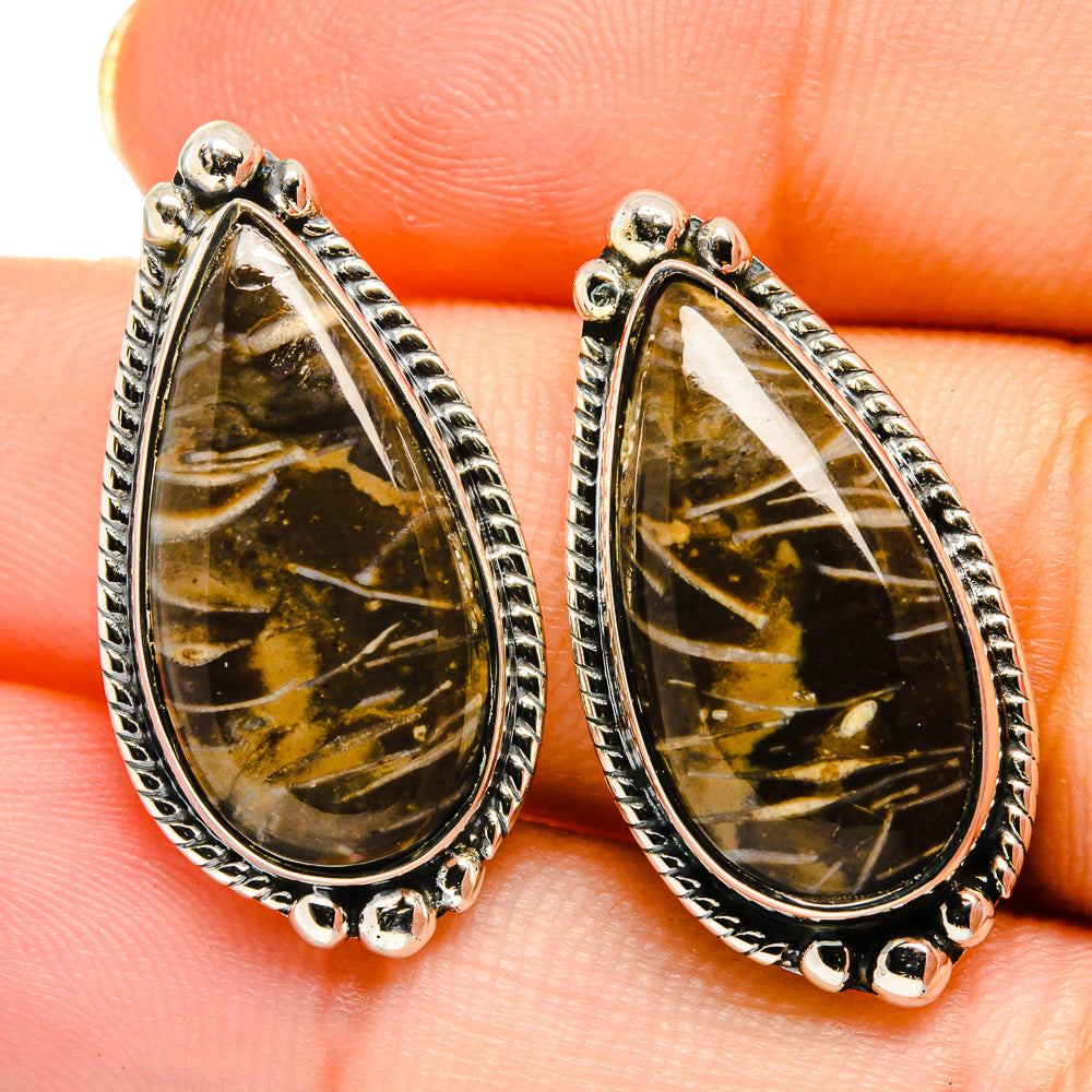 Peanut Wood Jasper Earrings handcrafted by Ana Silver Co - EARR422015