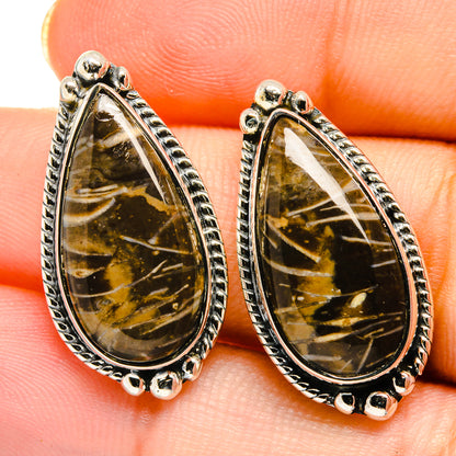 Peanut Wood Jasper Earrings handcrafted by Ana Silver Co - EARR422015