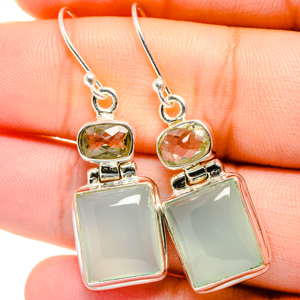 Aqua Chalcedony Earrings handcrafted by Ana Silver Co - EARR422022