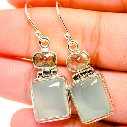 Aqua Chalcedony Earrings handcrafted by Ana Silver Co - EARR422022