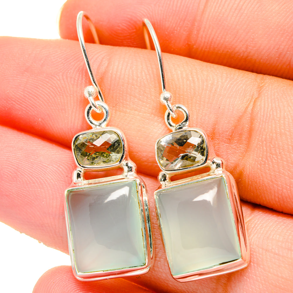 Aqua Chalcedony Earrings handcrafted by Ana Silver Co - EARR422039