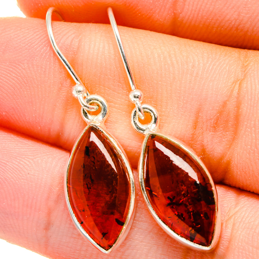 Baltic amber teardrop earrings in 925 sterling silver, amber dangles on hooks