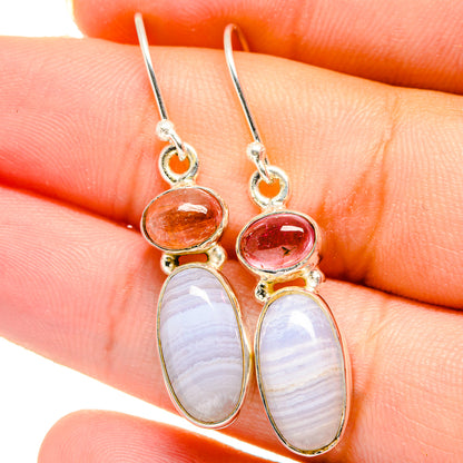 Blue Lace Agate Earrings handcrafted by Ana Silver Co - EARR422047