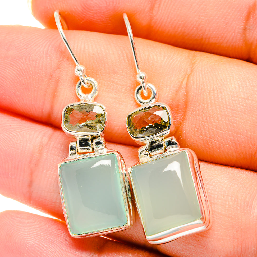 Aqua Chalcedony Earrings handcrafted by Ana Silver Co - EARR422054