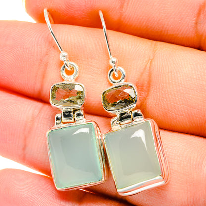 Aqua Chalcedony Earrings handcrafted by Ana Silver Co - EARR422054