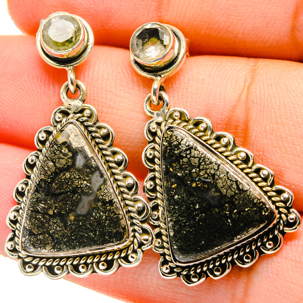 Pyrite Agate Earrings handcrafted by Ana Silver Co - EARR422062