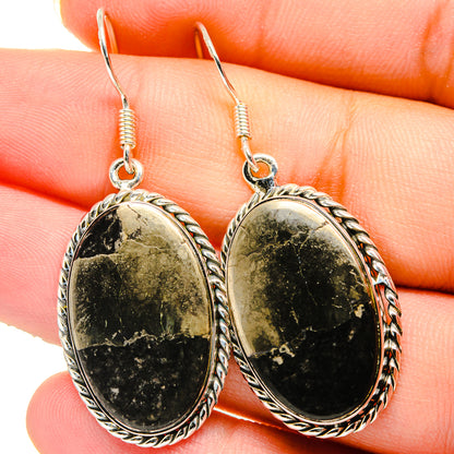 Pyrite In Black Onyx Earrings handcrafted by Ana Silver Co - EARR422063
