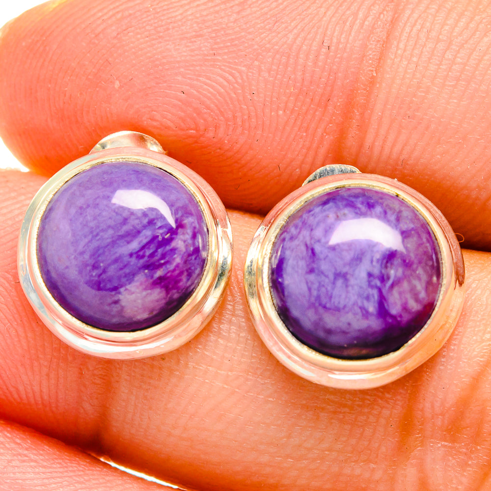 Charoite Earrings handcrafted by Ana Silver Co - EARR422067