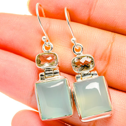 Aqua Chalcedony Earrings handcrafted by Ana Silver Co - EARR422068