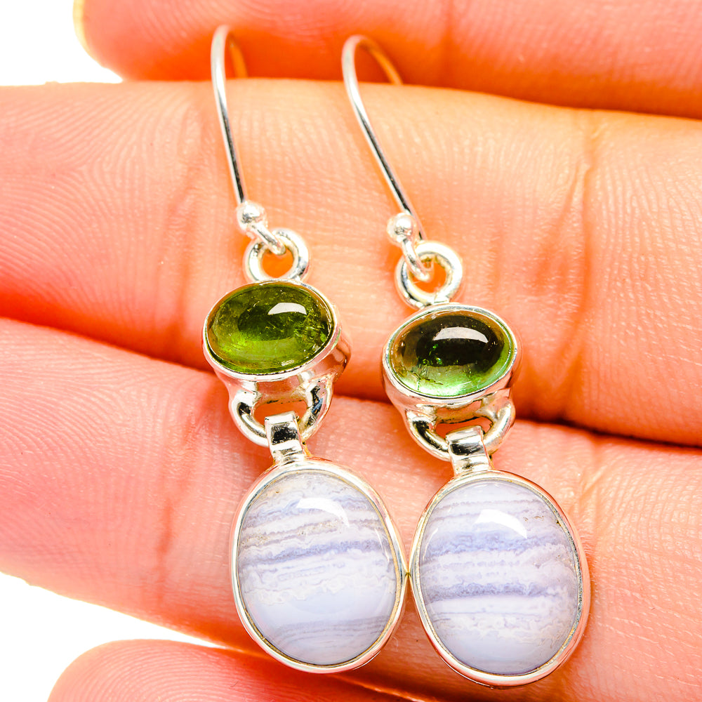 Blue Lace Agate Earrings handcrafted by Ana Silver Co - EARR422076