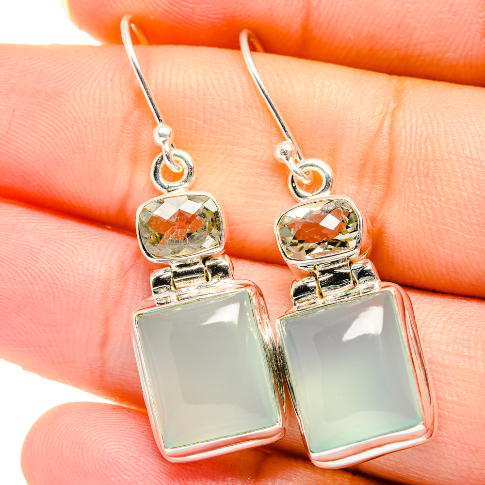 Aqua Chalcedony Earrings handcrafted by Ana Silver Co - EARR422077
