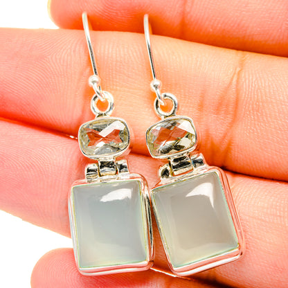 Aqua Chalcedony Earrings handcrafted by Ana Silver Co - EARR422082