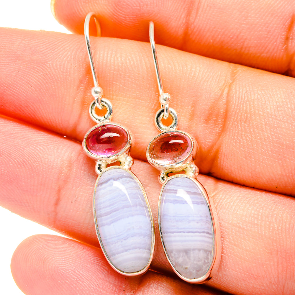 Blue Lace Agate Earrings handcrafted by Ana Silver Co - EARR422083