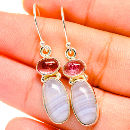Blue Lace Agate Earrings handcrafted by Ana Silver Co - EARR422084
