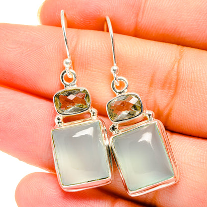 Aqua Chalcedony Earrings handcrafted by Ana Silver Co - EARR422090
