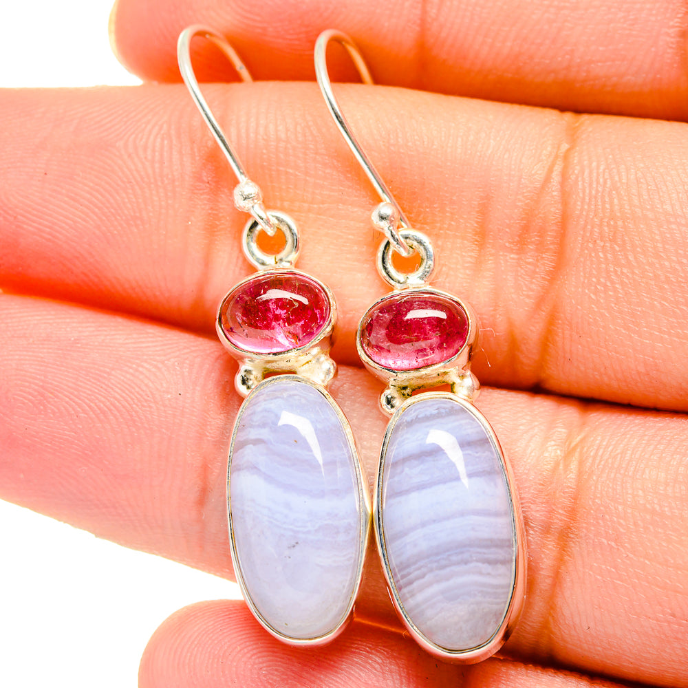 Blue Lace Agate Earrings handcrafted by Ana Silver Co - EARR422095