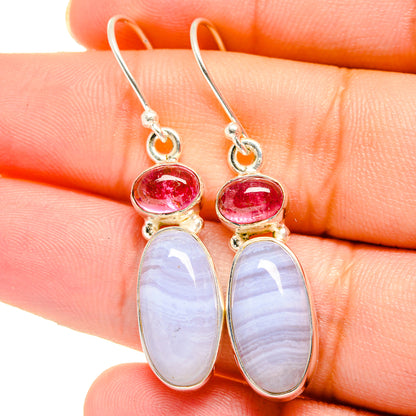 Blue Lace Agate Earrings handcrafted by Ana Silver Co - EARR422095