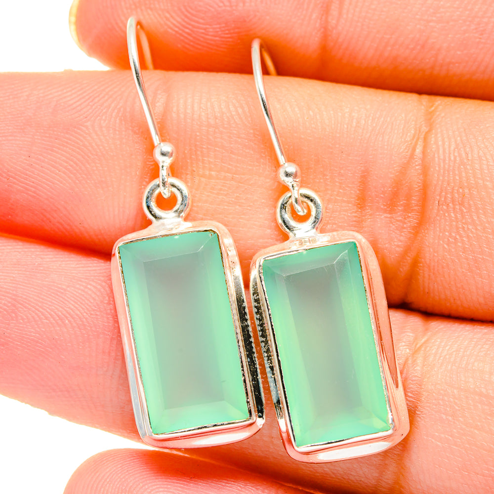 Aqua Chalcedony Earrings handcrafted by Ana Silver Co - EARR422103