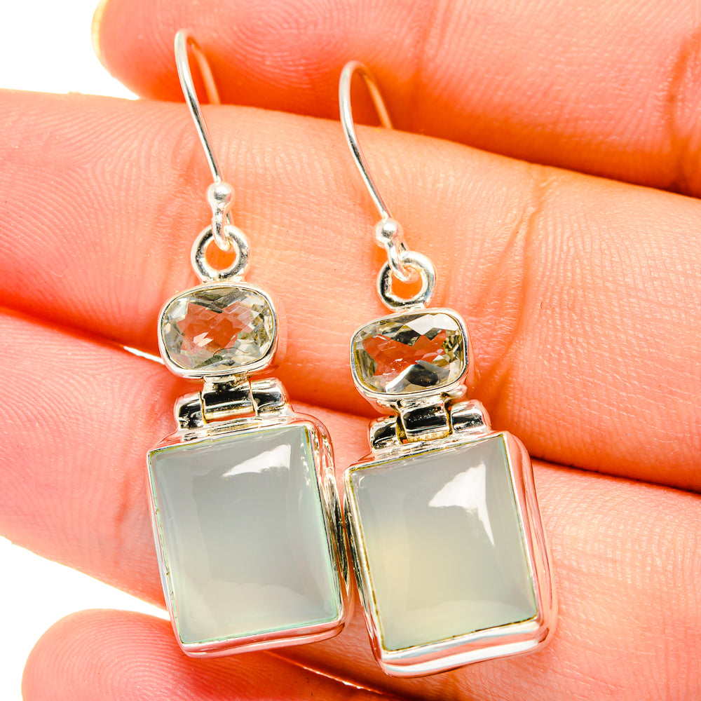 Aqua Chalcedony Earrings handcrafted by Ana Silver Co - EARR422106