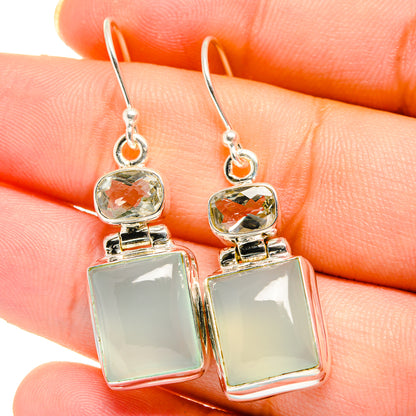 Aqua Chalcedony Earrings handcrafted by Ana Silver Co - EARR422106