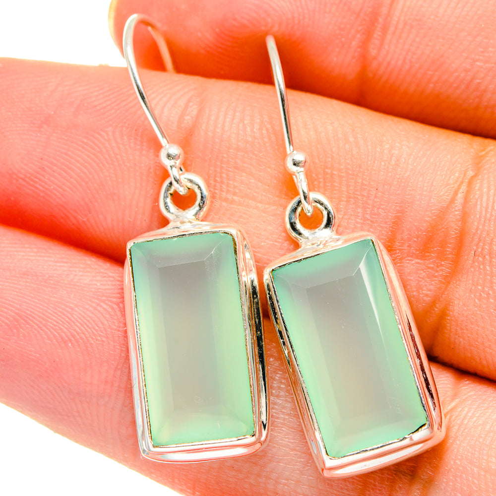 Aqua Chalcedony Earrings handcrafted by Ana Silver Co - EARR422107