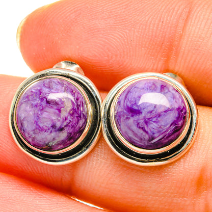 Charoite Earrings handcrafted by Ana Silver Co - EARR422110