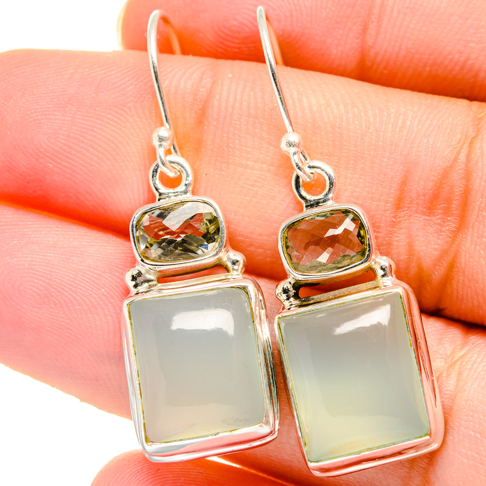 Aqua Chalcedony Earrings handcrafted by Ana Silver Co - EARR422118